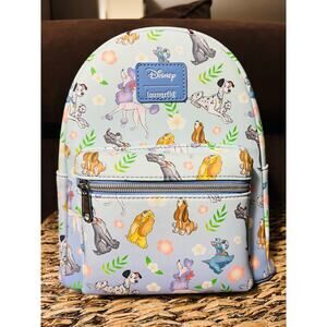 Disney Dogs Floral Blue Loungefly Backpack And Wallet Set